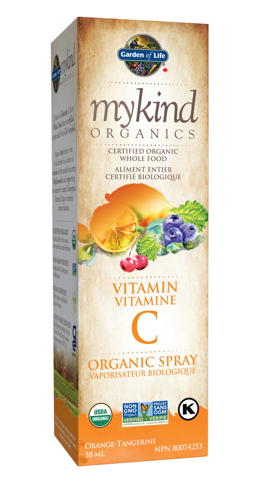 Vitamine C biologique en spray saveur orange-tangerine 58ml